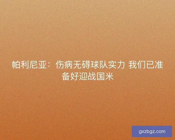 帕利尼亚：伤病无碍球队实力 我们已准备好迎战国米