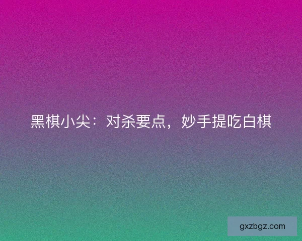 黑棋小尖：对杀要点，妙手提吃白棋