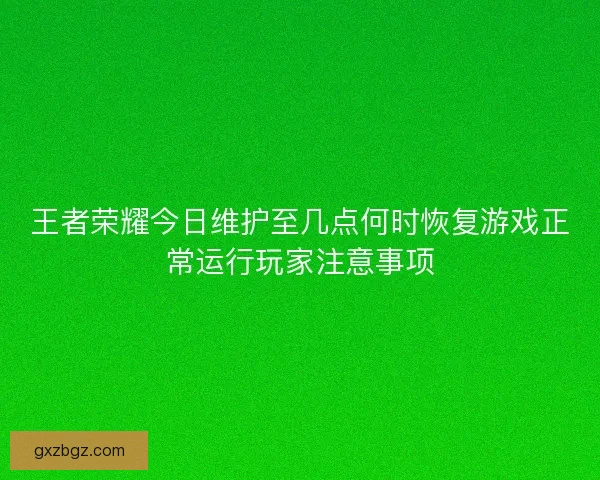 王者荣耀今日维护至几点何时恢复游戏正常运行玩家注意事项