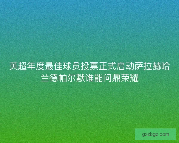 英超年度最佳球员投票正式启动萨拉赫哈兰德帕尔默谁能问鼎荣耀